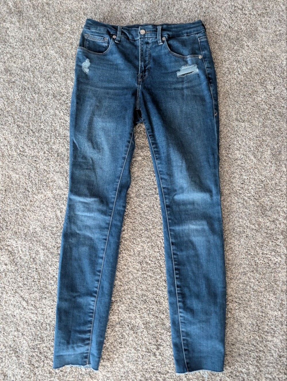 ​Good American Good Legs Distressed Skinny Jeans 8/29 Zebra Pocket Lining